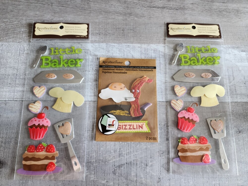 3D Stickers LOT Baking Cooking Food Bacon & Eggs Recollections NEW #32